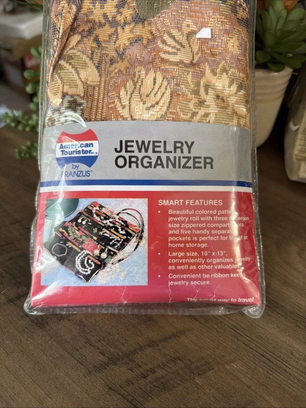 American Tourister by Franzus Jewelry Roll Organizer - Tapestry Pattern - EUC